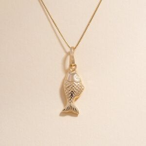 Fish charm | Real Gold necklace | 14k Real Gold Pendant | birthday gift |